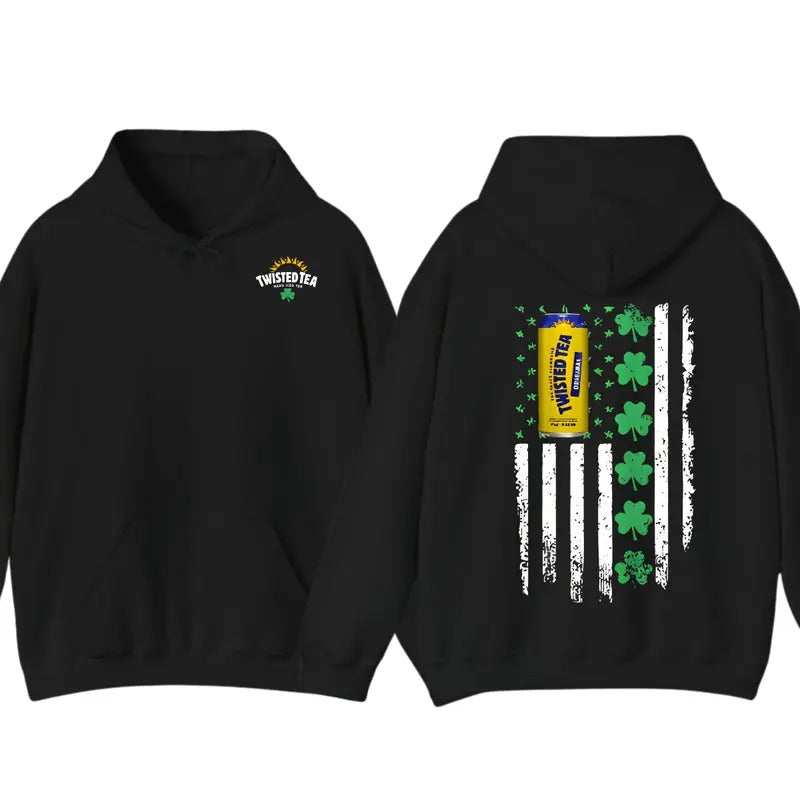 Twisted Tea Flag With Shamrocks For St. Patrick's Day Hoodie T-Shirt , Unisex Shirt Sweatshirt | PrintMintTees.com