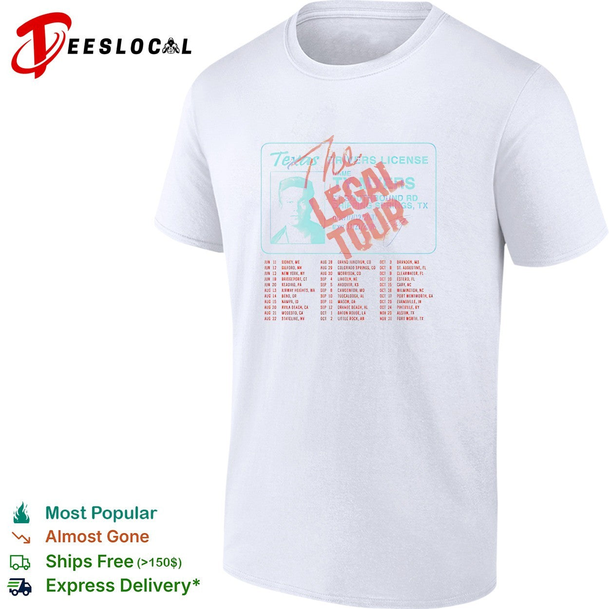 Ty Myers Texas the legal tour driver license shirt