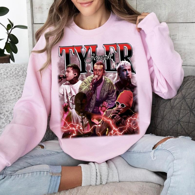 Tyler Joseph Fan Sweatshirt, Retro 90s Bootleg Sweatshirt, Hip Hop Rap Sweatshirt, Trendy Fan Apparel, Josh Dun Vintage...