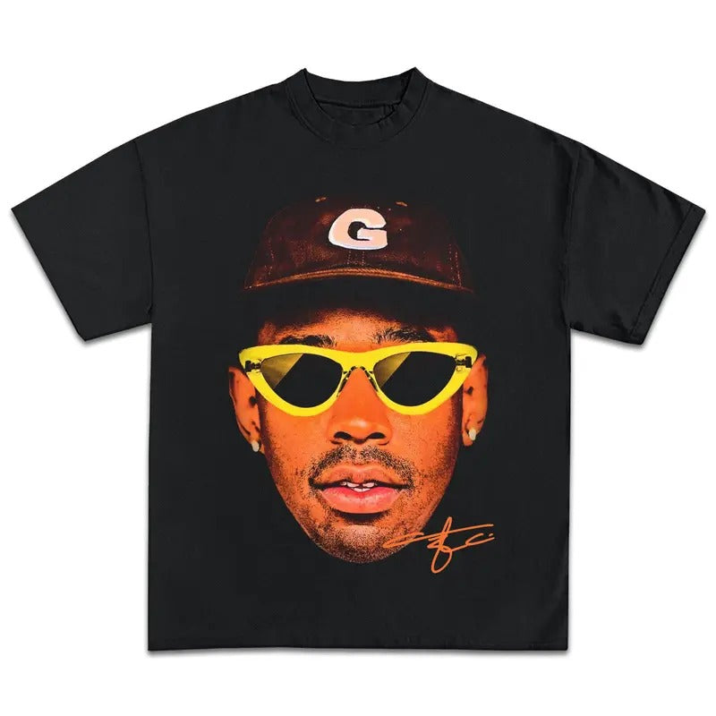 Tyler The Creator Shirt Big Face Vintage Rapper Graphic Tee Hip Hop Y2k Merch Men Women Menswear Top Medium Stylish...