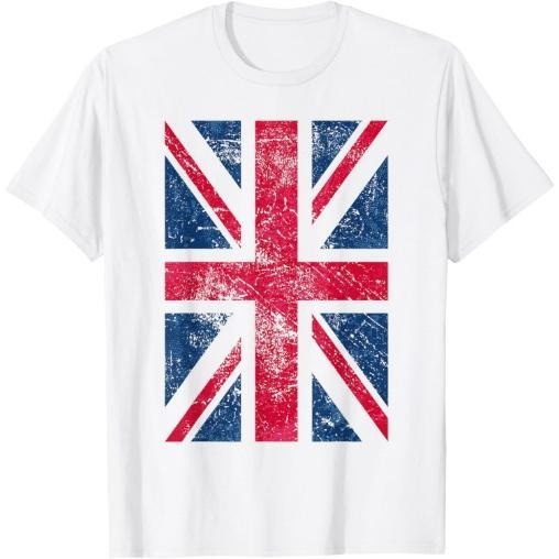 UK T Shirt Women Men | Vintage Retro British Union Jack Flag T-Shirt Made in USA Hoodie Sweatshirt | PrintMintTees.com