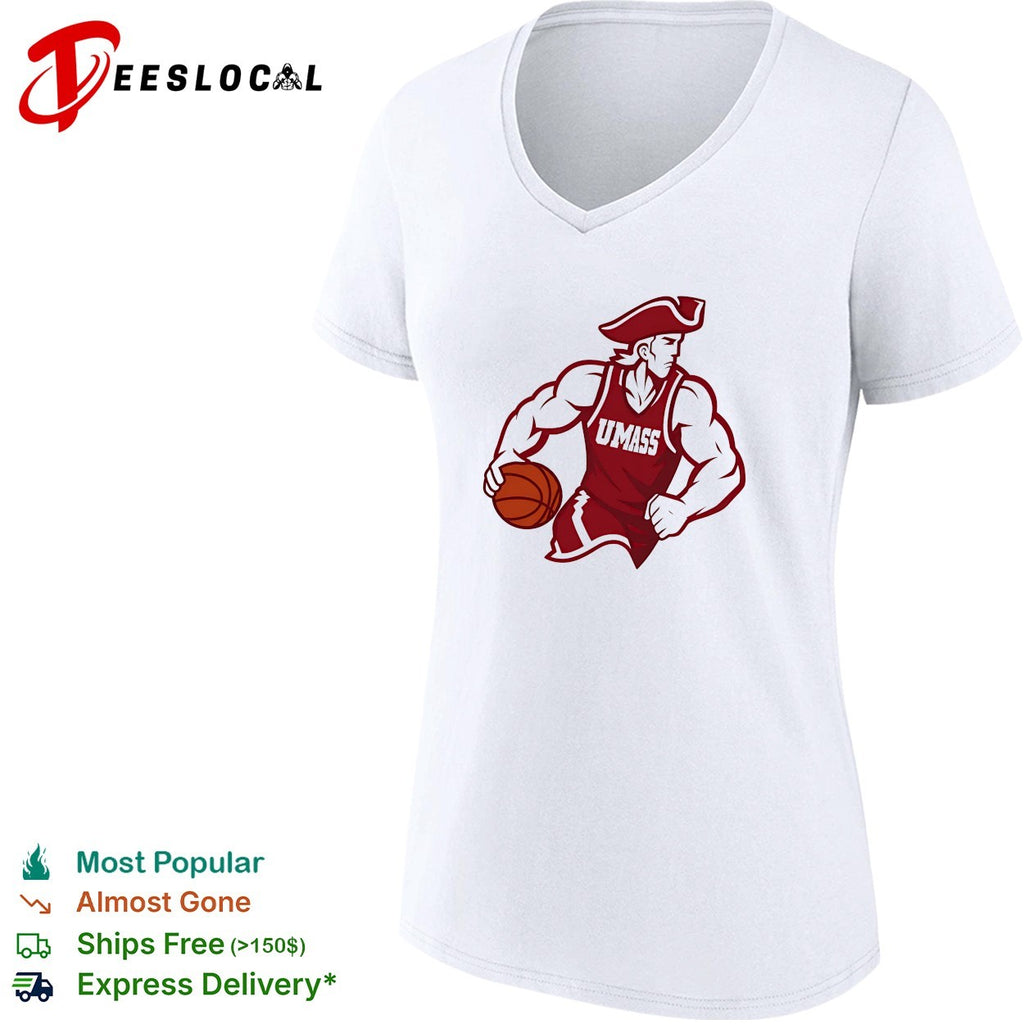 UMass basketball mascot dribbling shirt