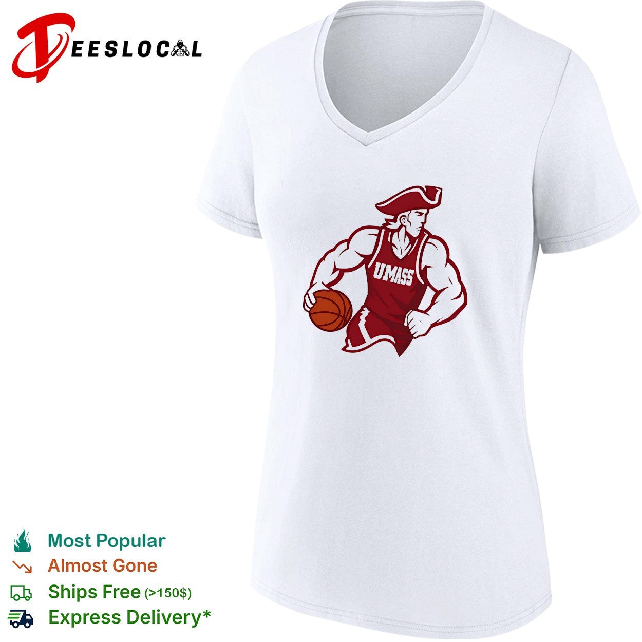 UMass basketball mascot dribbling shirt