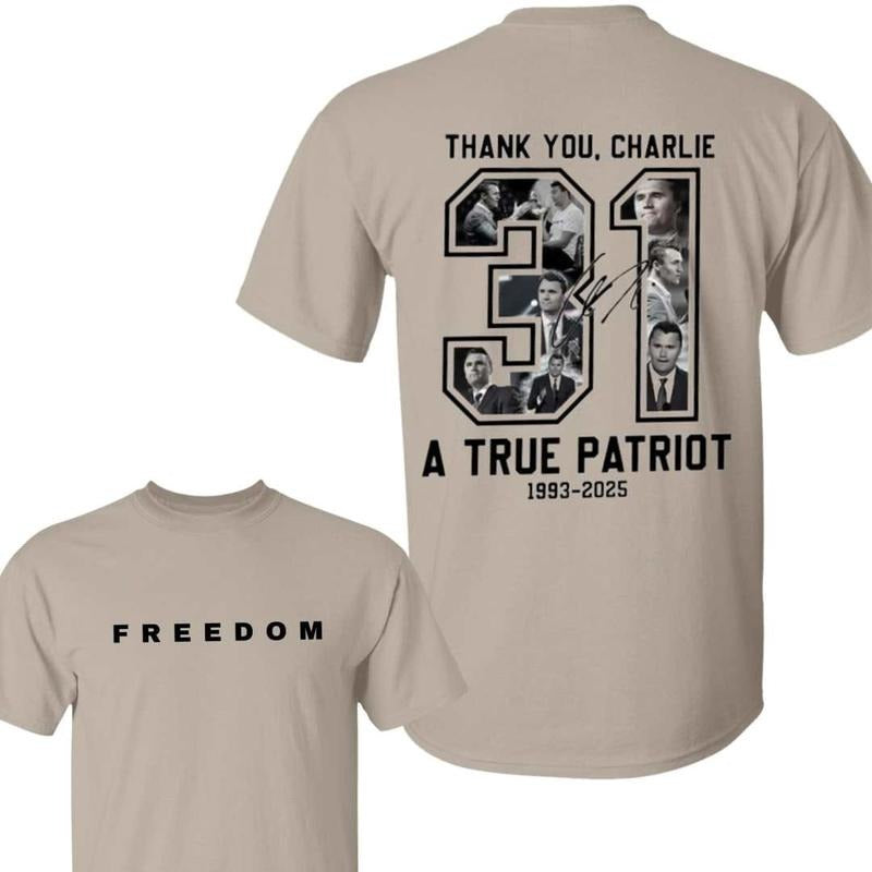 [ UNISEX SHIRT ] RIP Charlie Kirk Shirt, True Patriot Graphic Tee, Rest In Peace Charlie Kirk, Thank you Charlie Tee,...