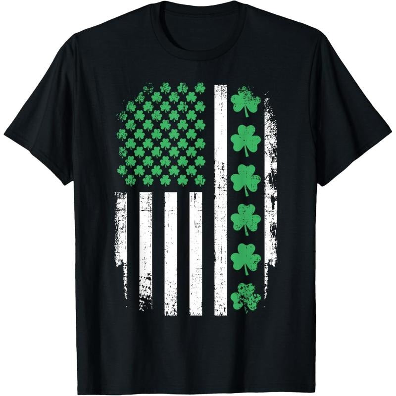 US American flag with shamrocks for St Patricks day T-Shirt style 02 Hoodie Sweatshirt | PrintMintTees.com