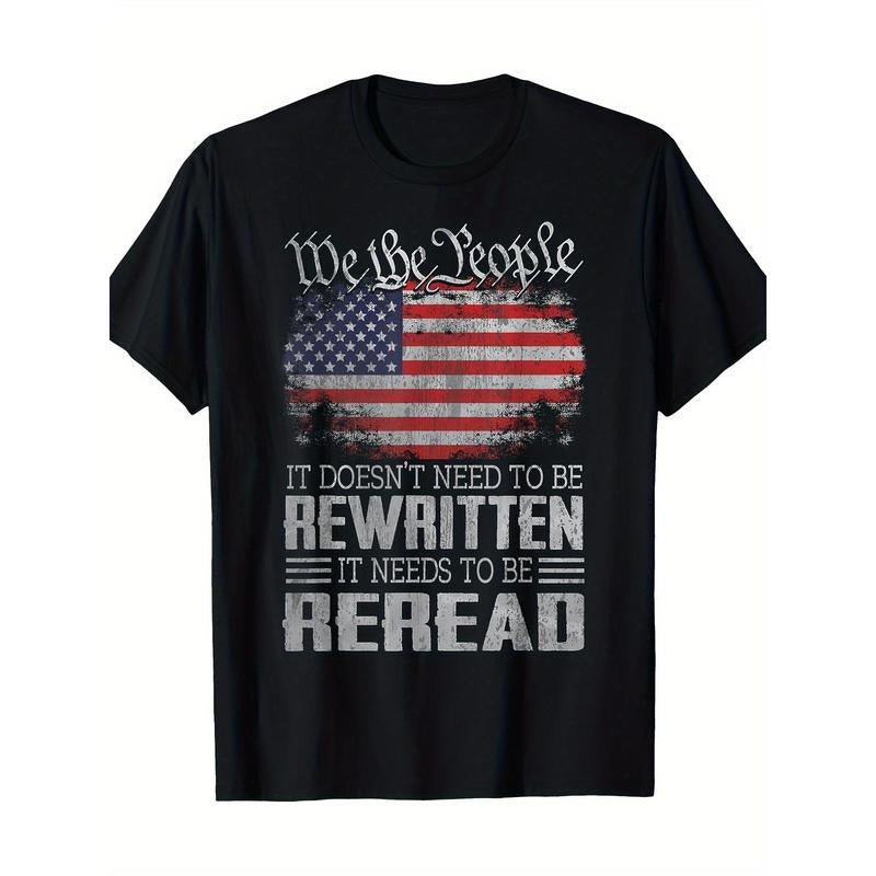 US Flag Constitution Of The USA Needs To Be Reread T-Shirt100% Cotton-220ghirt made in usa Shirt Hoodie Sweatshirt