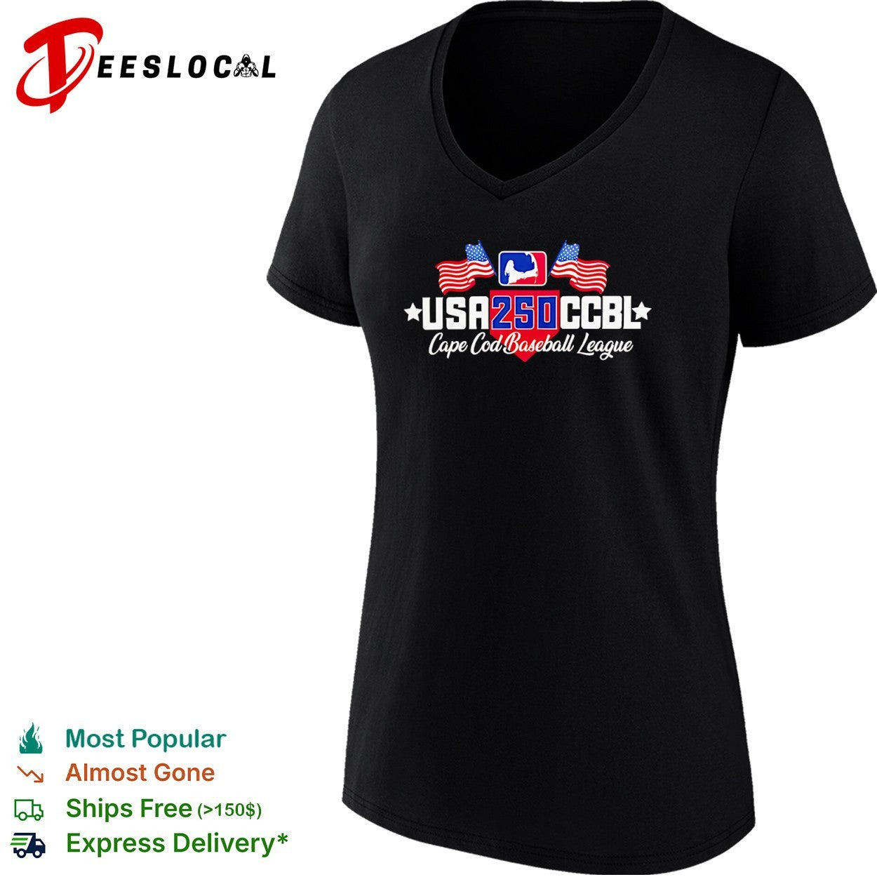 USA 250 CCBL Cape Cod Baseball League shirt