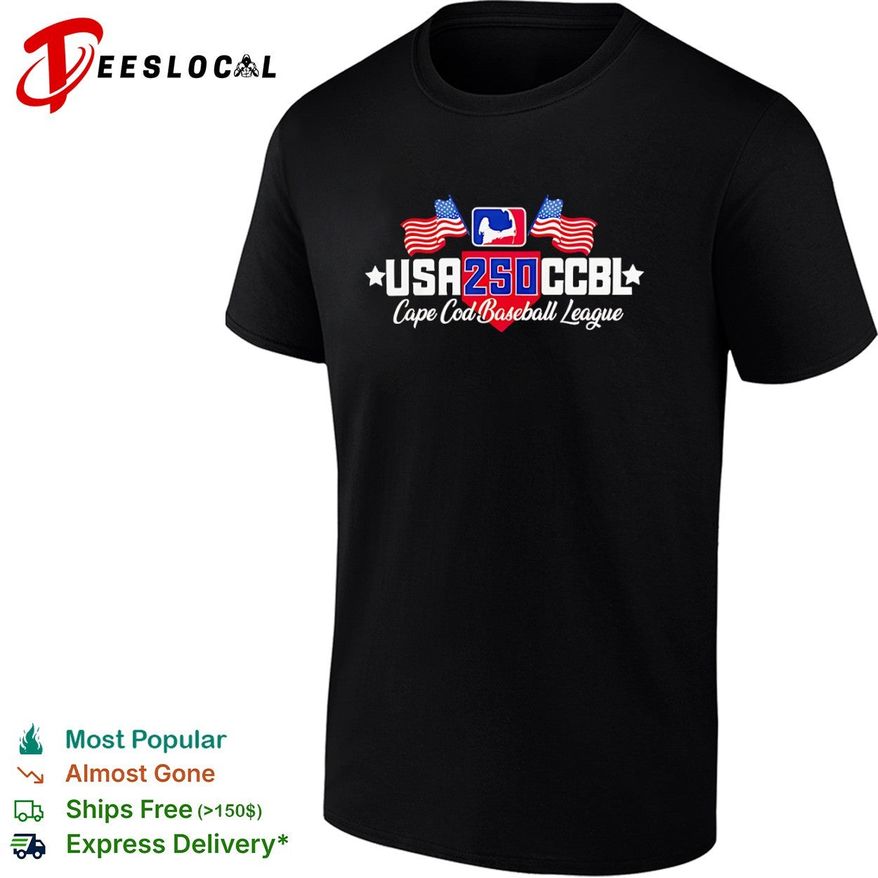 USA 250 CCBL Cape Cod Baseball League shirt