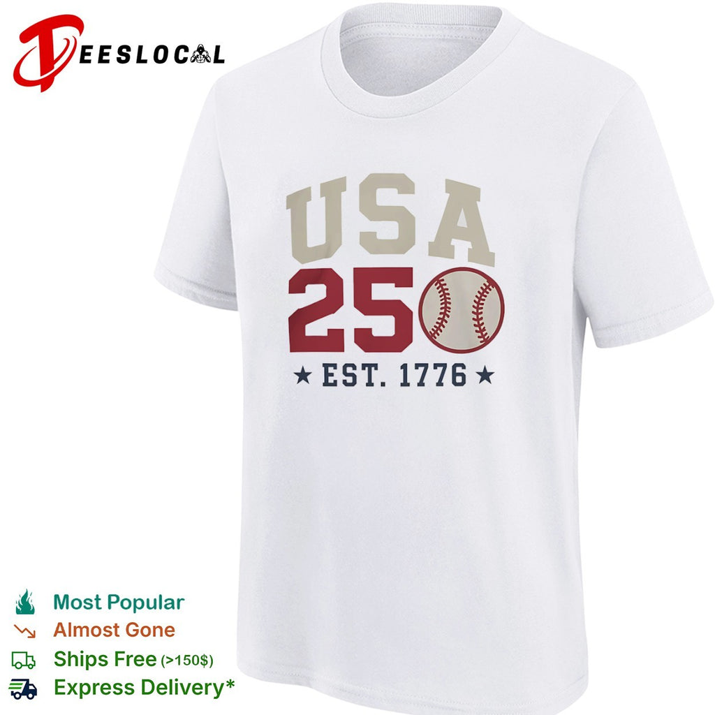 USA 250 EST 1776 baseball team spirit shirt