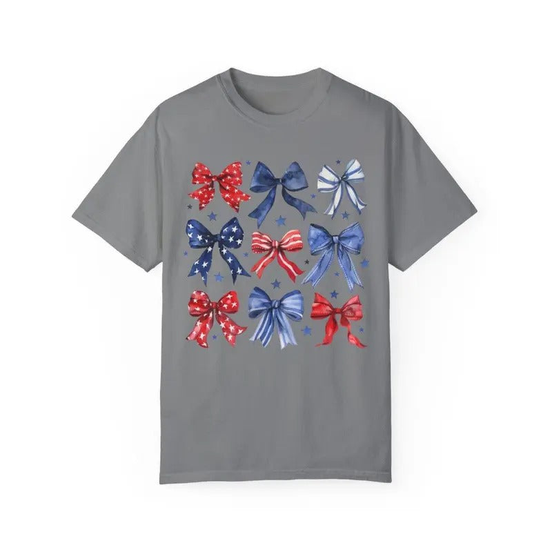 USA Bow Shirt Comfort Colors, America Bow Shirt for July 4th, Memorial Day Shirt, USA Shirt, Election Shirt, Patriotic...