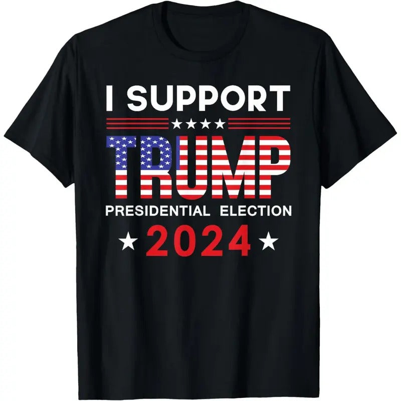 USA Flag I Support Donald Trump Presidential Election 2024 T-Shirt made in usa Hoodie Sweatshirt | PrintMintTees.com