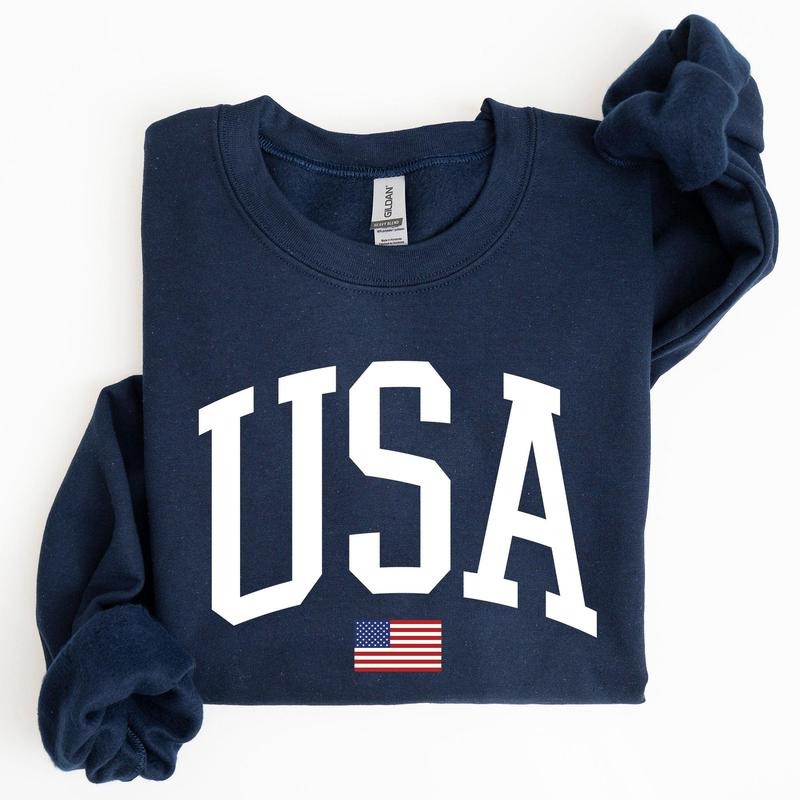 USA Flag, America, Patriotic, 4th of July Sweatshirt, Women's Crew Neck, Crewneck T-Shirts, Hoodie | PrintMintTees.com