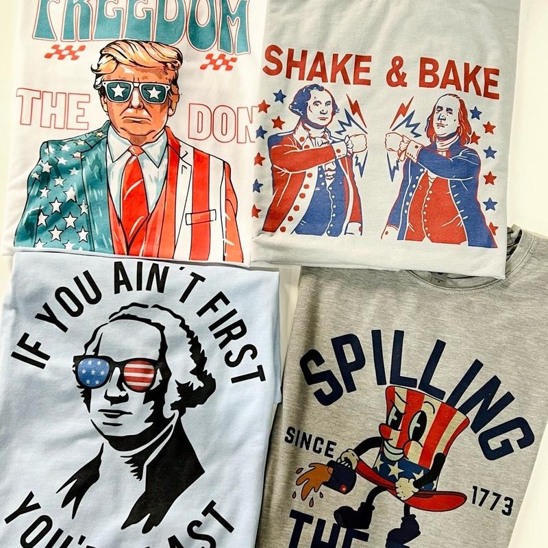 USA President Spilling Tea USA Shake Bake 4th July Independence Day Patriotic Freedom Flag Lincoln Sunglasses Tops Shirt Hoodie Sweatshirt
