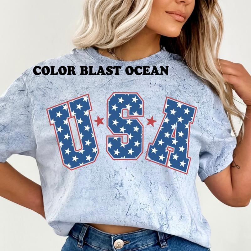 USA Stars and Stripes Shirt Comfort Colors ~ Unisex Apparel Relaxed Fit Printed In The USA Clothing Womenswear Casual...
