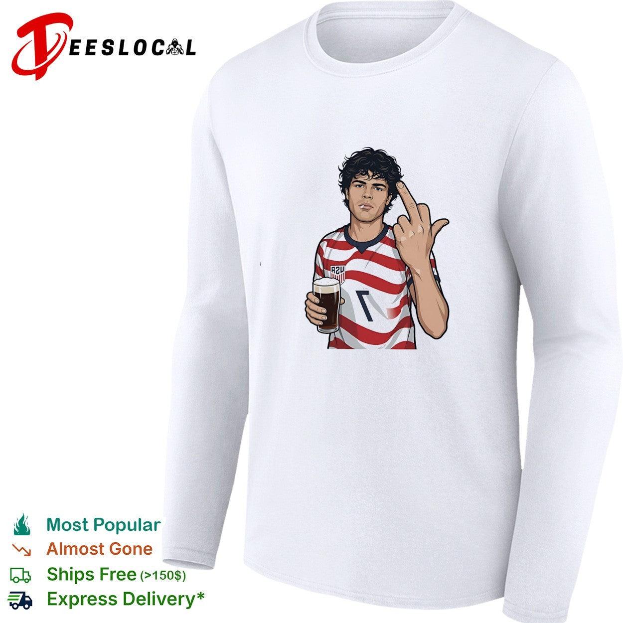 USA jersey man beer middle finger shirt
