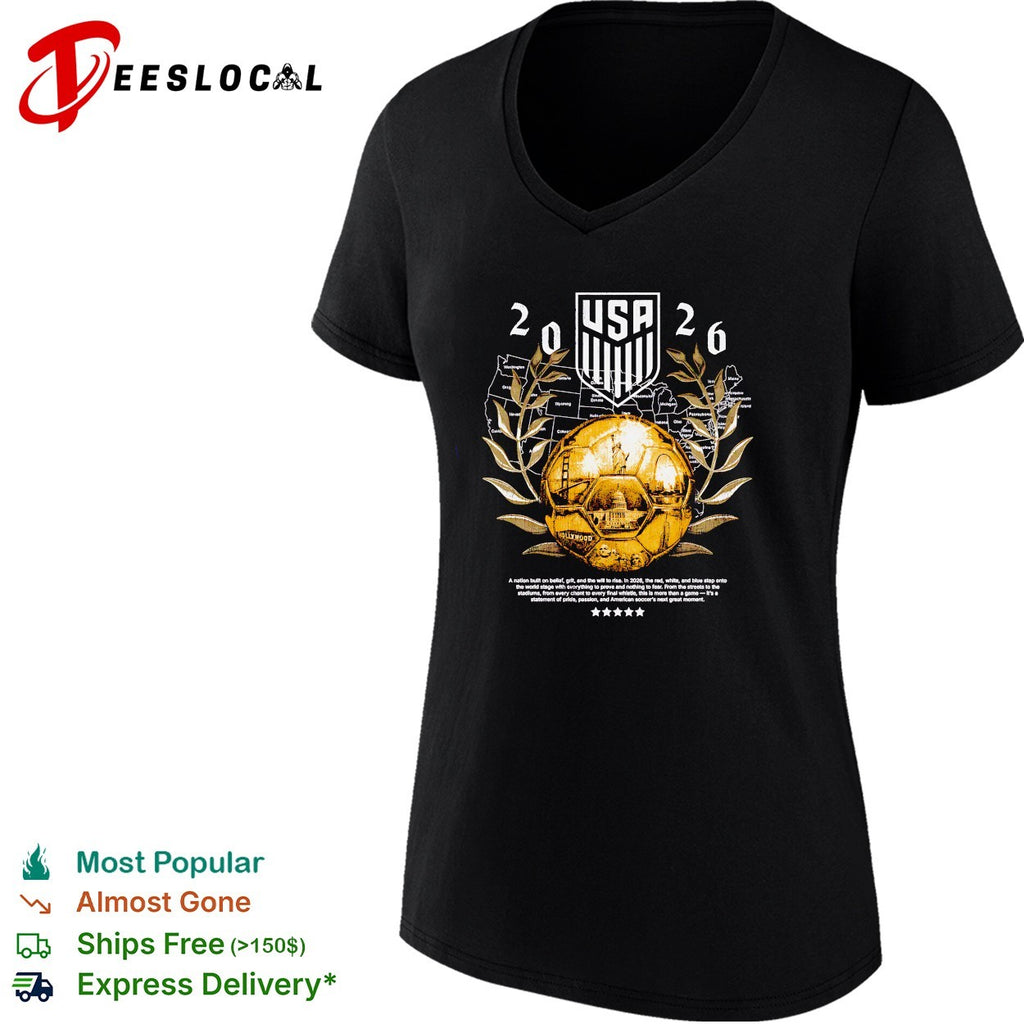 USA soccer 2026 gold emblem shirt