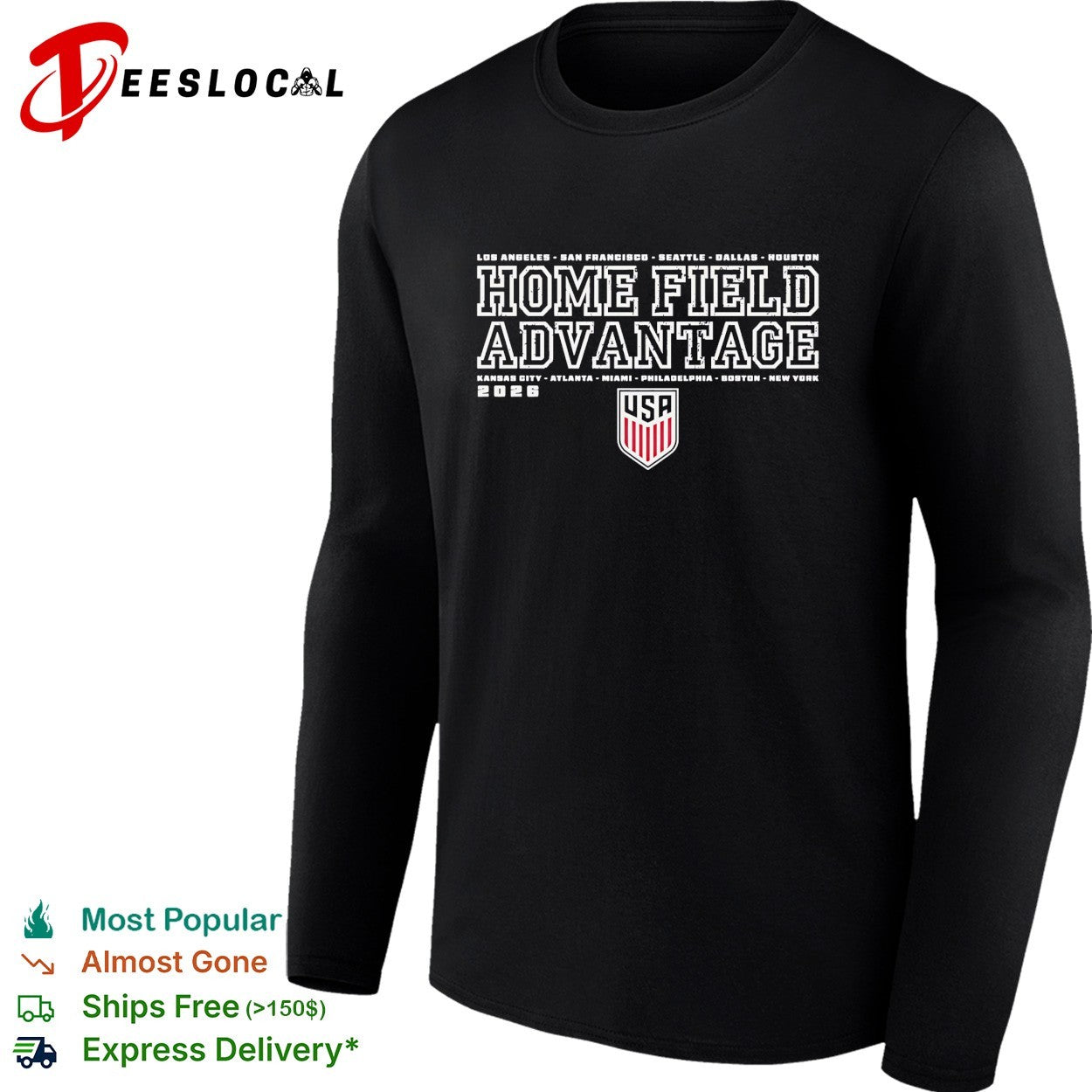 USA soccer home field advantage 2026 cities shirt