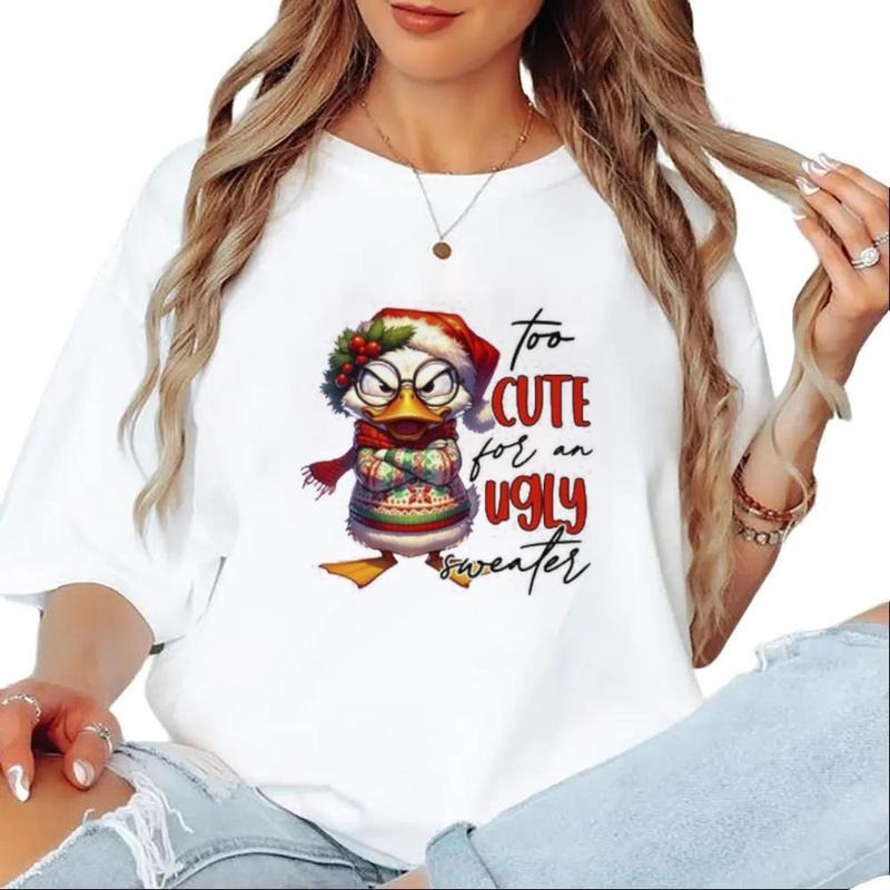 Ugly Christmas Sweater, Christmas Duck Shirt, Funny Holiday Cute Ducks Hoodie Xmas Holiday Outift, Winter Crewneck Cotton...