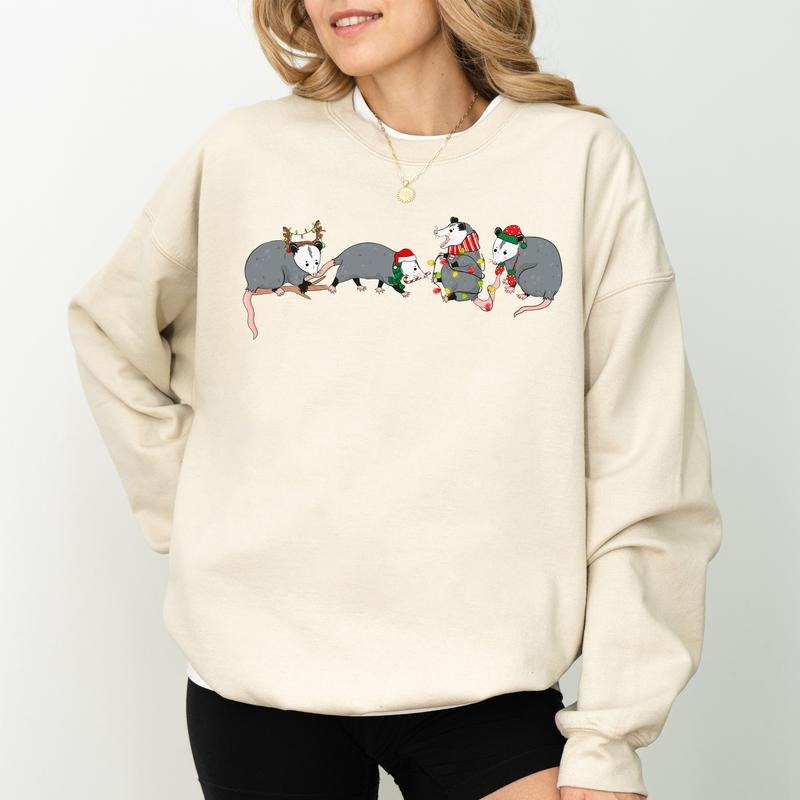 Ugly Opossum Sweatshirt, Possum Christmas Sweater Gifts, Merry Christmas Apparel, Funny Animal Gift, Xmas Long Sleeve...
