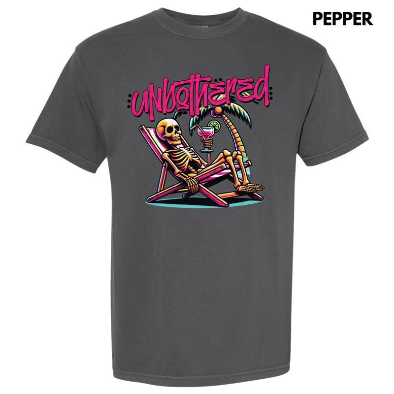 Unbothered Skeleton Comfort Colors T-Shirt Hoodie Sweatshirt | PrintMintTees.com