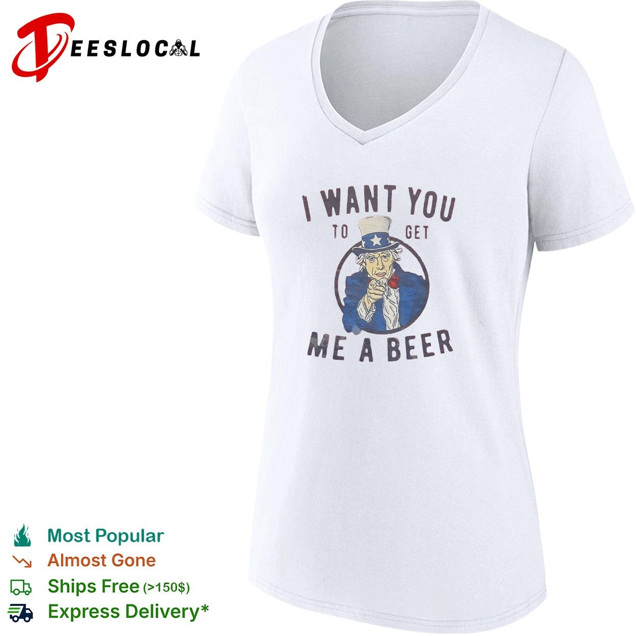 Uncle Sam pointing I want you to get me a beer shirt