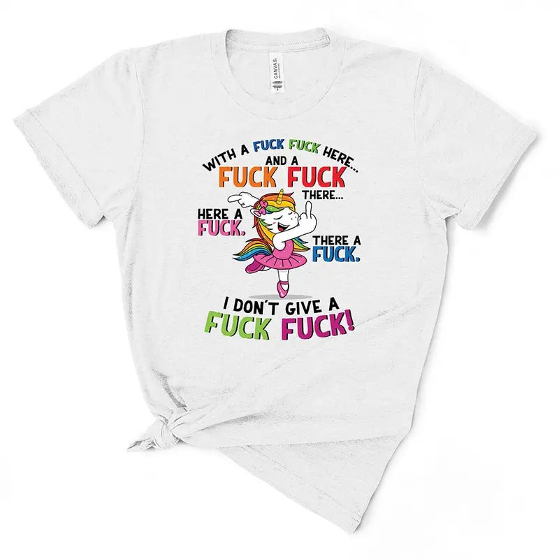 Unicorn Middle Finger T-Shirt for Women - Funny Graphic Tee - Casual Hoodie Sweatshirt | PrintMintTees.com