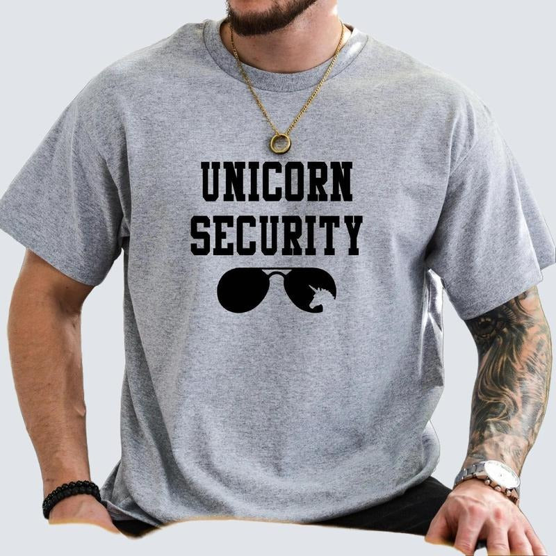 Unicorn Security Shirt, Unicorn Dad Tee, Father Of A Birthday Girl Shirt, Fathers Day Tee, Dad Gift From His Daughter,...