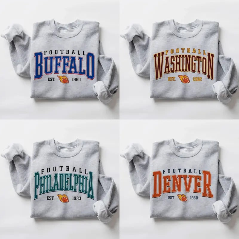 Unisex Cotton Football Sweatshirt for Fans of All Teams, Football Crewneck Sweatshirt, Unisex Sweatshirts Shirt Hoodie