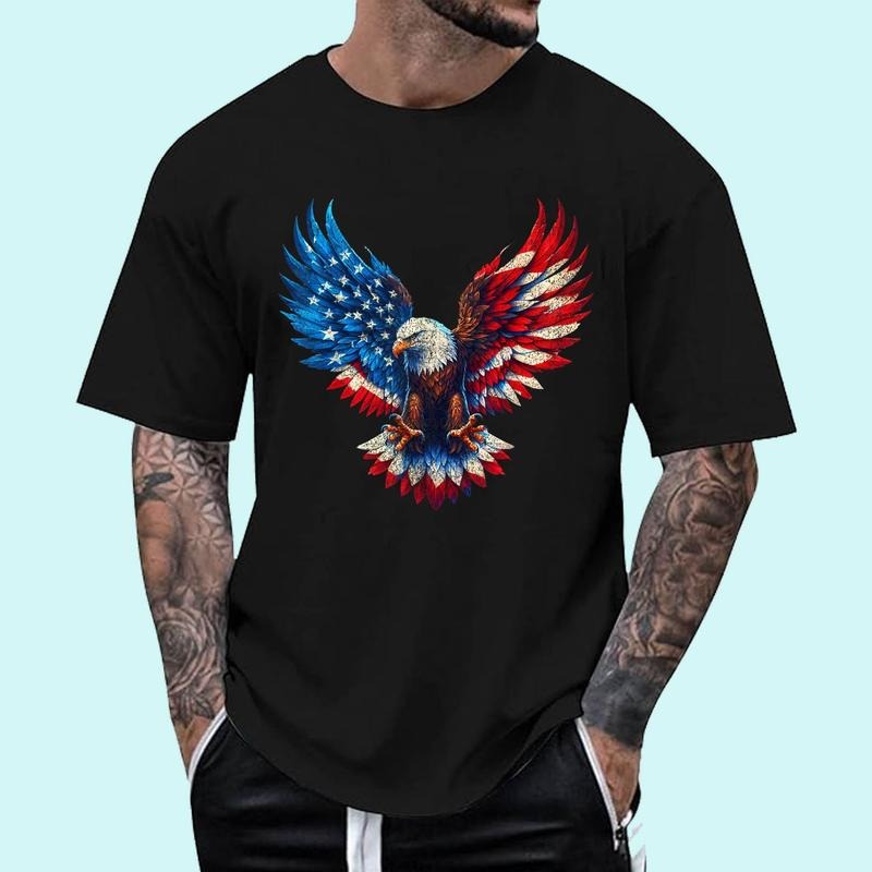 [Unisex Cotton Shirt] American Flag Bald Eagle Patriotic Eagle 4th of July USA T-Shirt Hoodie, Sweatshirt | PrintMintTees.com