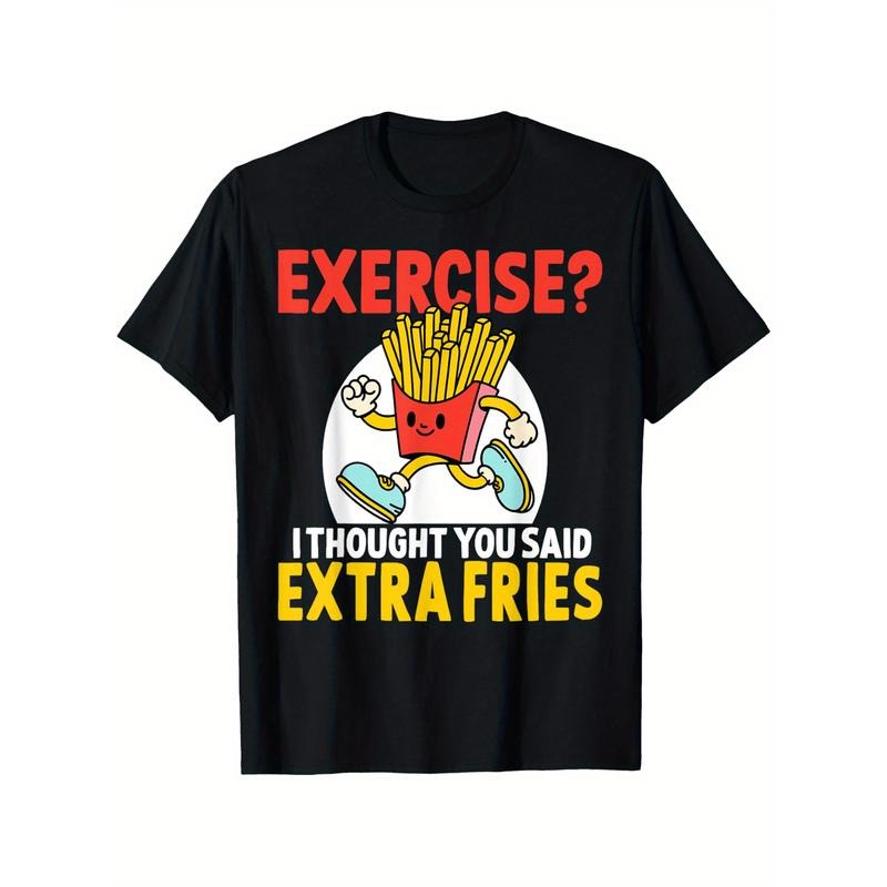 Unisex Cotton T-Shirt "I Thought You Said Extra Fries" - Casual Crew Neck, Short Sleeve, Regular Fit, Printed Graphic Tee...