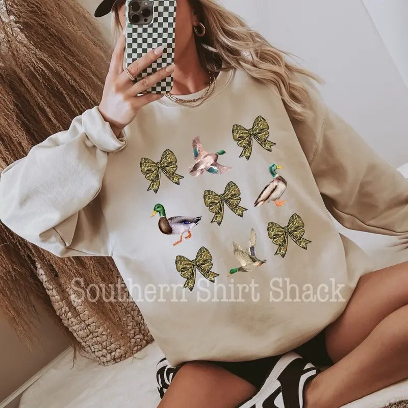 Unisex Ducks and Bows Sweatshirt Shirt Hoodie | PrintMintTees.com
