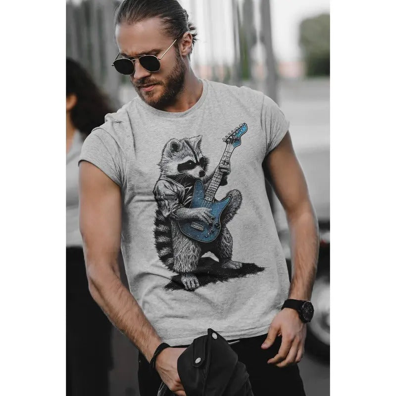 Unisex Funny Raccoon Guitarist  Shirt Music Lovers Hoodie Sweatshirt | PrintMintTees.com