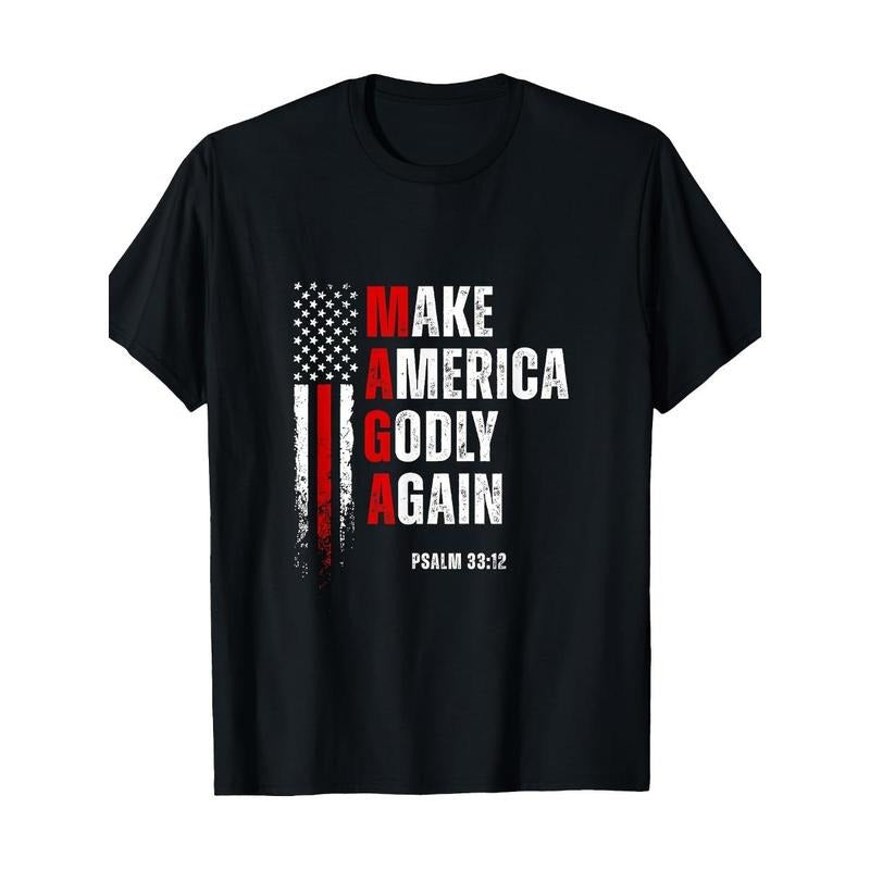 Unisex Jesus Make America Godly Again American Patriot Christian T-Shirt Made in USA Hoodie Sweatshirt | PrintMintTees.com