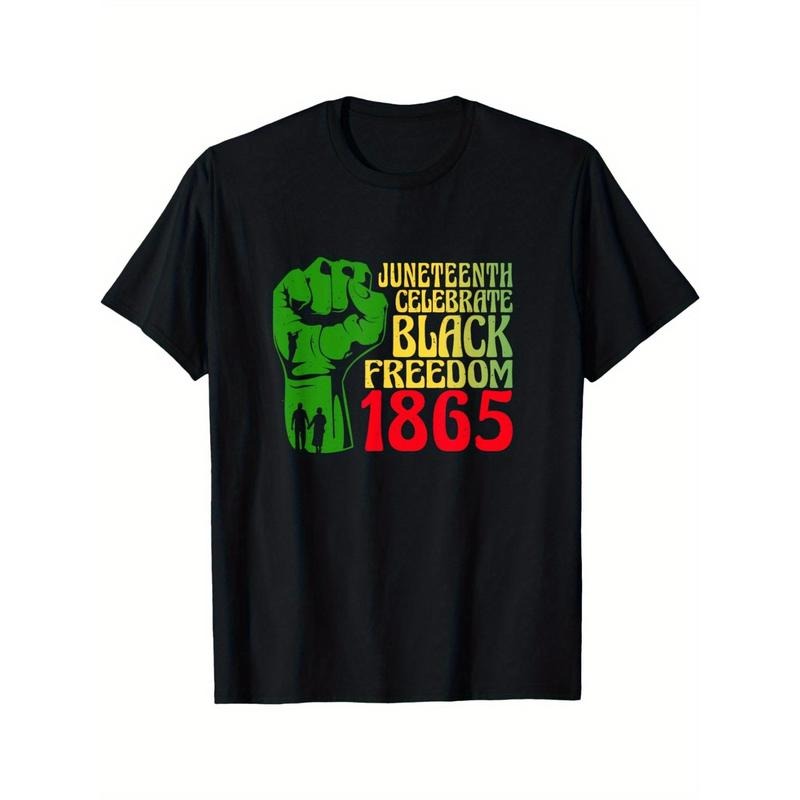 Unisex Juneteenth 1865 Celebration T-Shirt - 100% Cotton Round Neck Tee for Men & Women, Black Casual T-Shirt with...