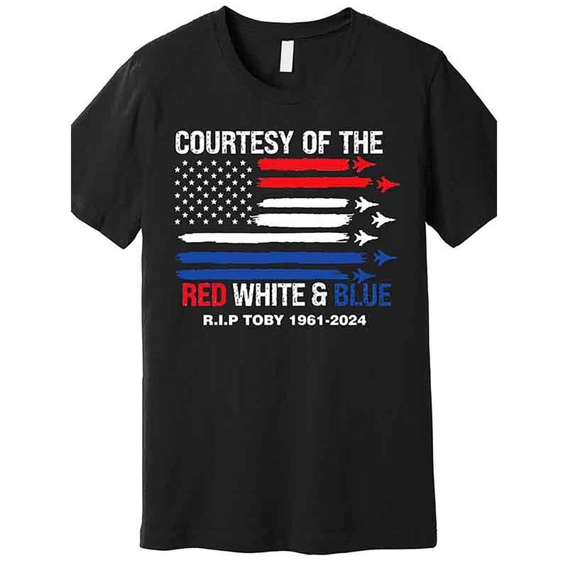 Unisex Patriotic Toby Tribute Graphic T-Shirt - Red White & Blue American Flag Design with Military In Memory 1956-2024,...