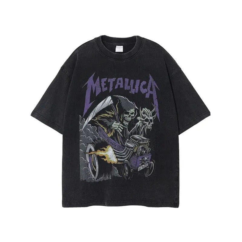 Unisex Washed T-Shirt Oversized Streetwear Heavy Metalica Band Vintage tee Oversize Unisex T-shirt All Size Tshirt...