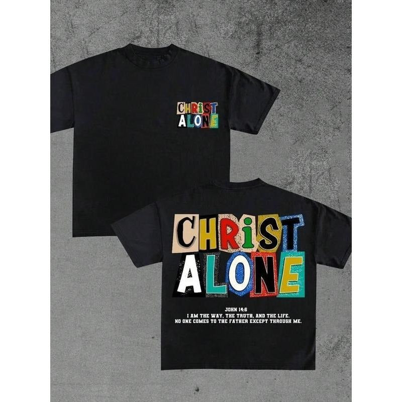 Unisex's Colorful Letter Print Round Neck Graphic Tee, Regular Fit Casual Short Sleeve T-shirt for Summer,  Top for Daily...