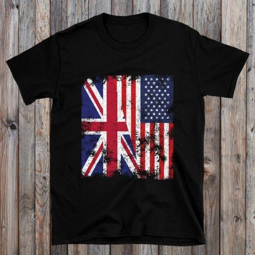 United Kingdom USA Flag - Half American T-Shirt made in usa Hoodie Sweatshirt | PrintMintTees.com