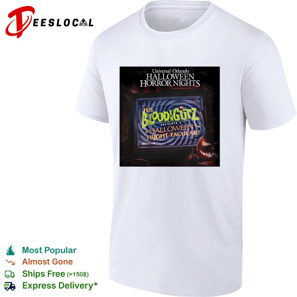 Universal Orlando Halloween Horror Nights HR Blood n Gutz presents a fright tacular retro TV shirt