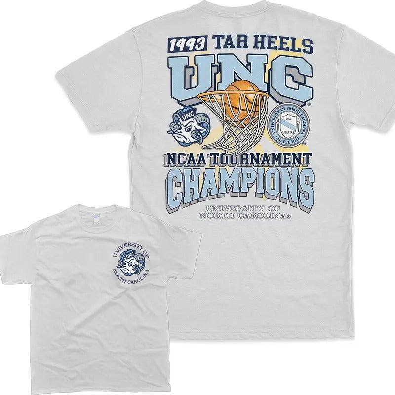 University Of North Carolina Tournament Heels 1993 champions UNC college 2 sided T-shirt Hoodie Sweatshirt