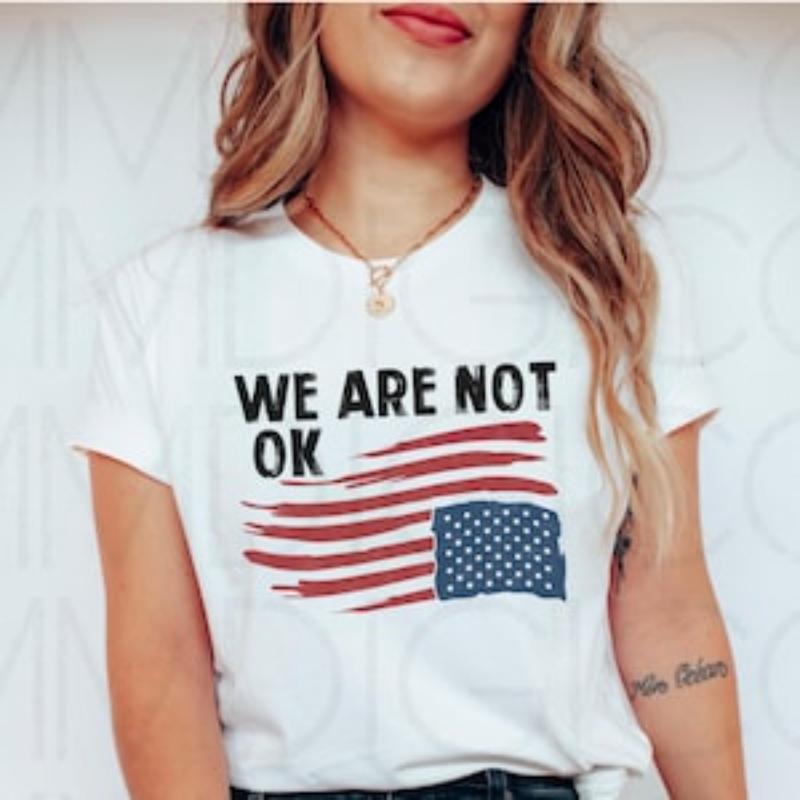 Upside down American Flag shirt, Anti Trump Shirt, We are not ok top,  resist shirt, protest clothes, anti maga political...