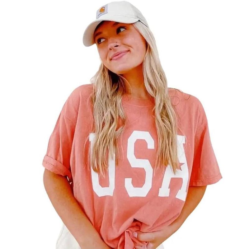 Usa Star Shirt, July 4th Shirt, Comfort Cotton Womenswear Fabric Top Oversized Underwear Women Tshirt Hoodie Sweatshirt