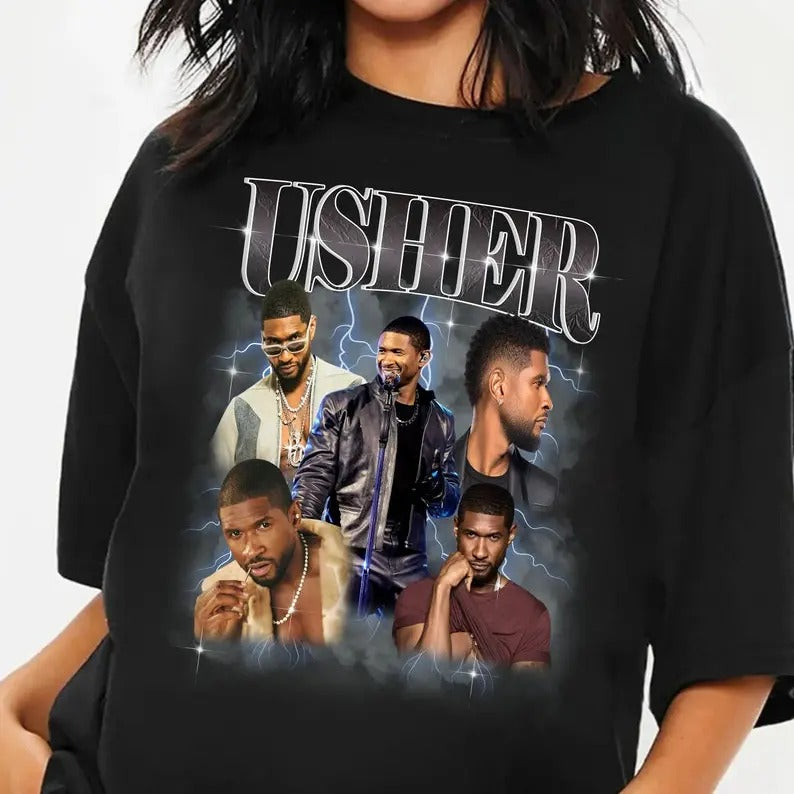 Usher Concert Tshirt, Retro Graphic R&B Concert Shirt, Usher Coming Home Tour Shirt, Usher Concert Group Shirt Top...
