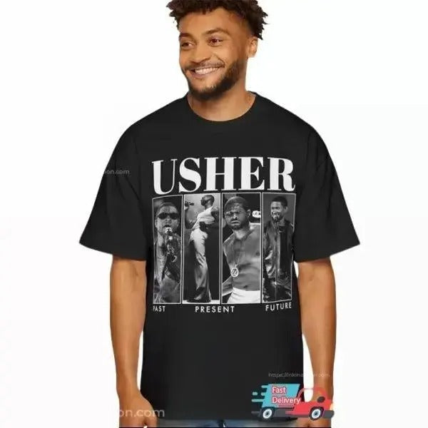 Usher Past Present Future Concert Retro 90s T-shirt Menswear Top Hoodie Sweatshirt | PrintMintTees.com