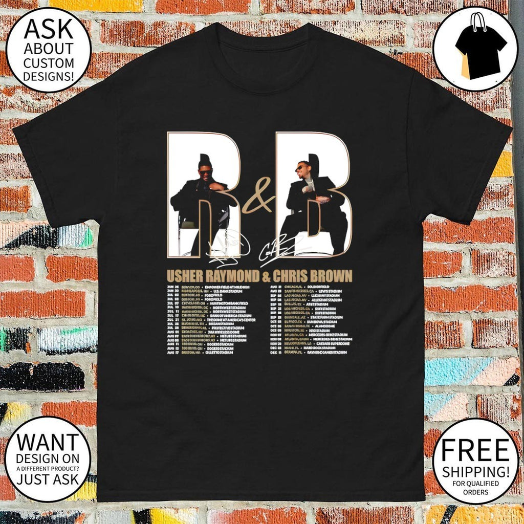 Usher Raymond and Chris Brown Tour R and B Concert Dates shirt