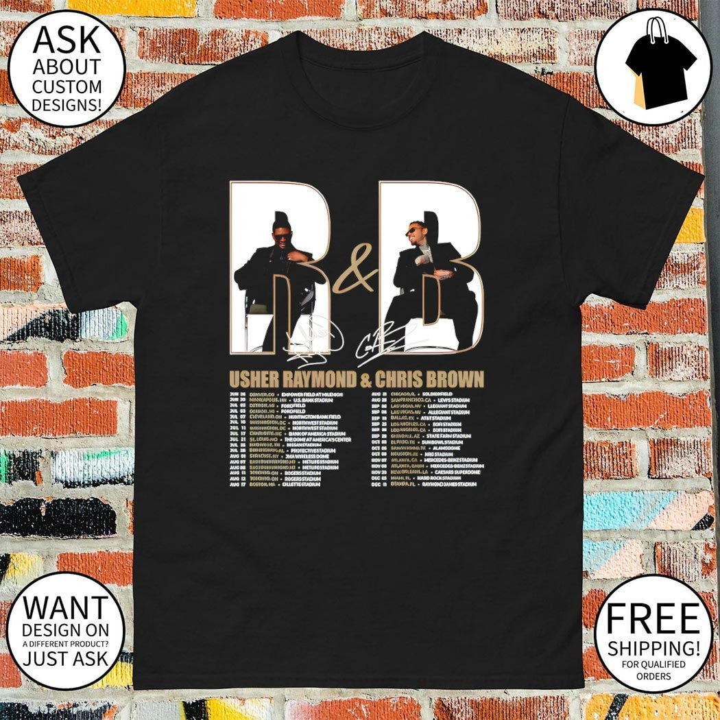 Usher Raymond and Chris Brown Tour R and B Concert Dates shirt