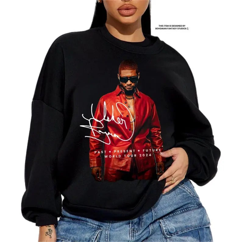Usher Sweatshirt, Ussher Concert Sw, Past Present Future Tour Sweaters, Concert Graphic Tshirt, Vintage Tshirt, Usher...