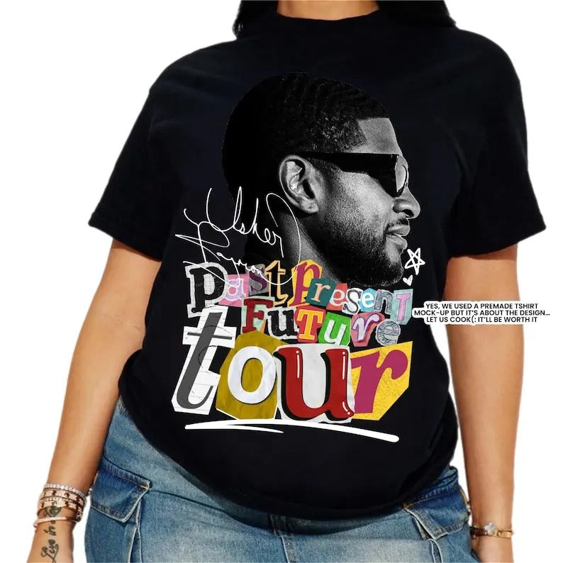 Usher Tshirt, Usher Concert Shirt, Past Present Future Tour Shirt, Concert Graphic Tshirt, Vintage Ussher Fans Club Top...