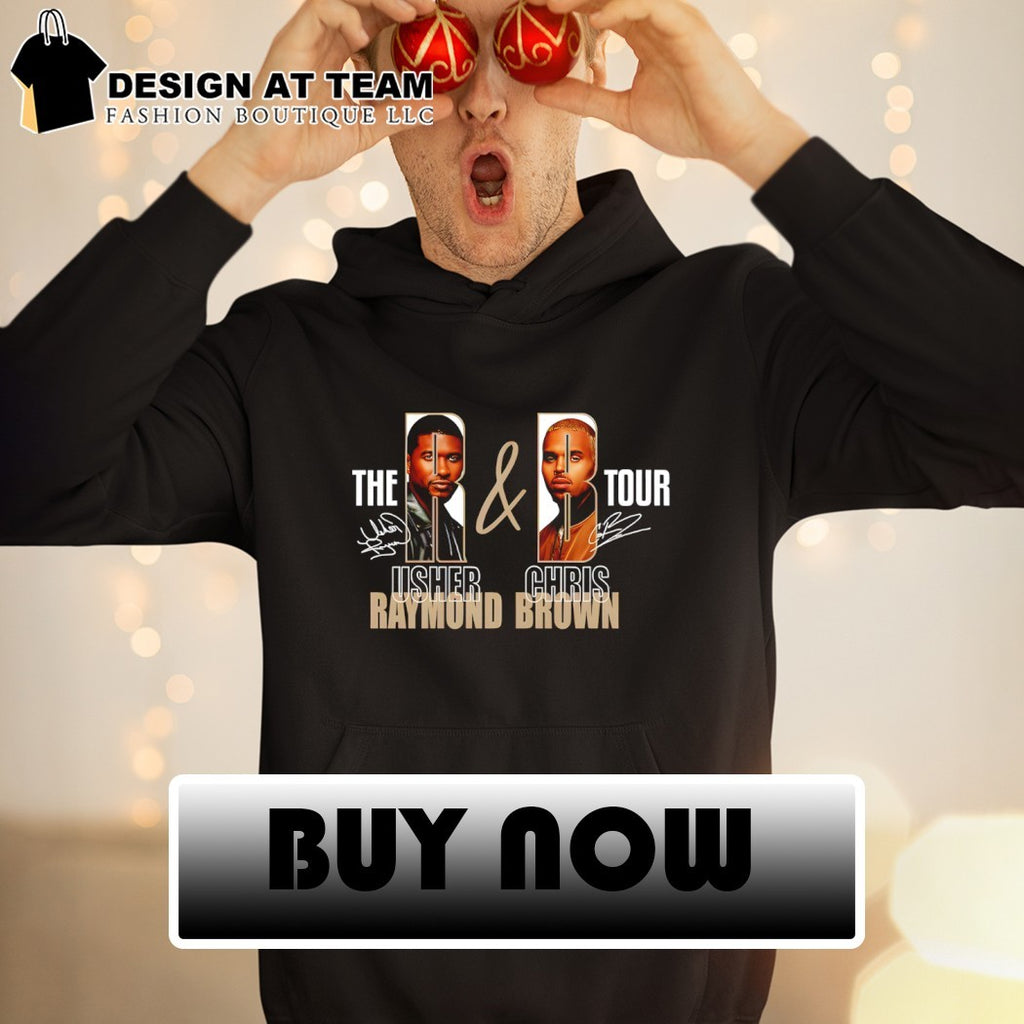 Usher and Chris Brown The R & B Tour Raymond Brown music concert signatures shirt