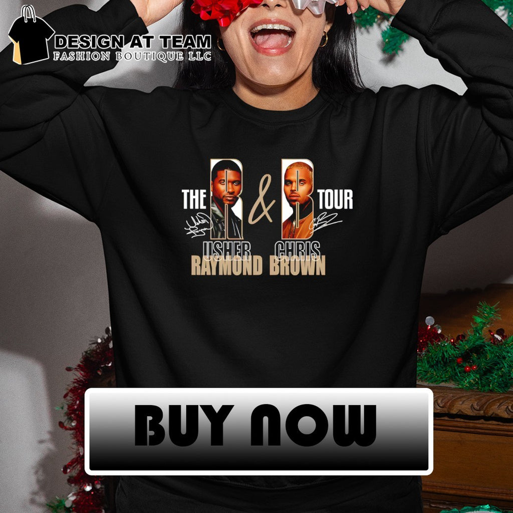 Usher and Chris Brown The R & B Tour Raymond Brown music concert signatures shirt